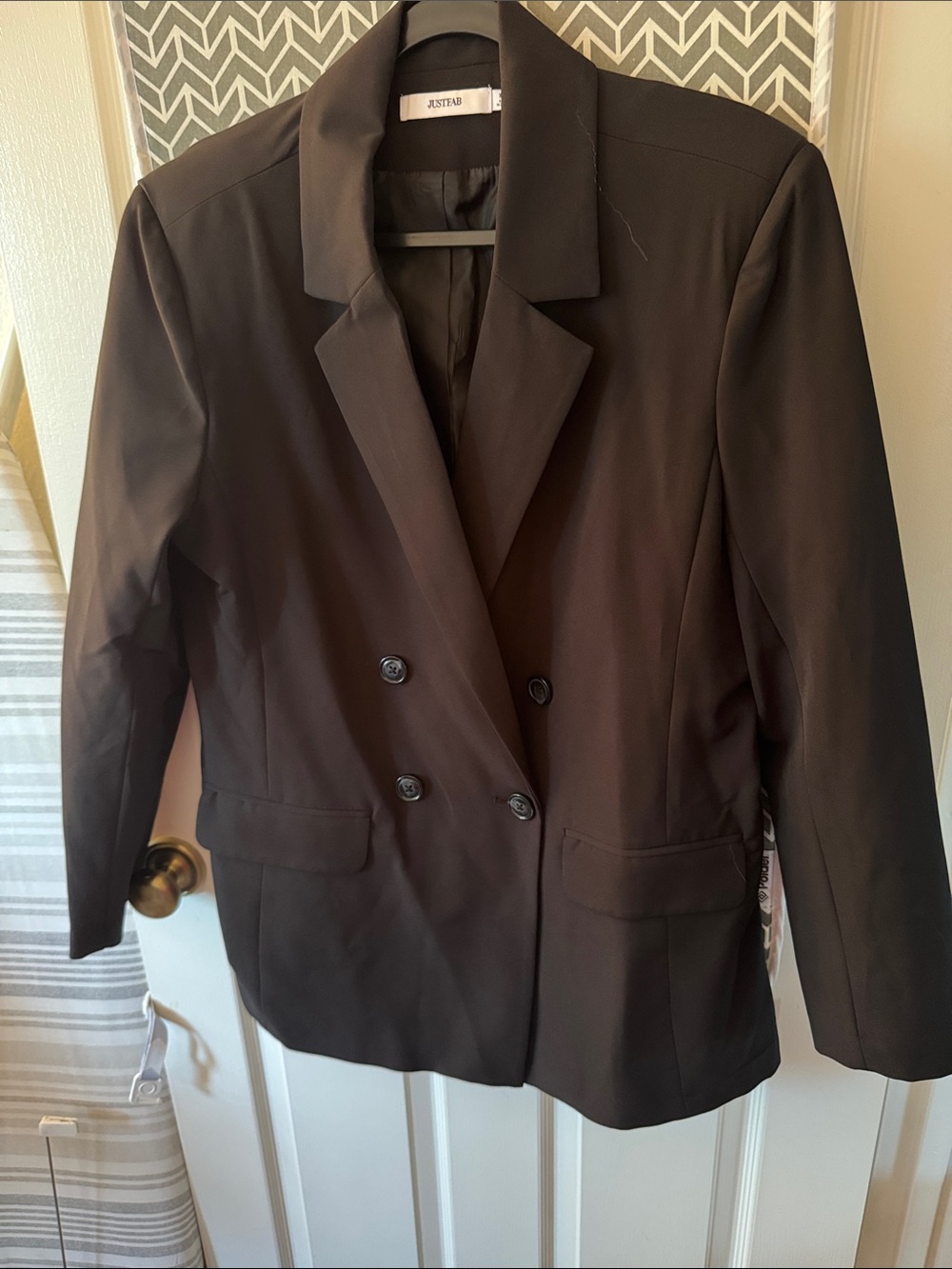 JustFab Women's Black Double-Breasted Suit Blazer